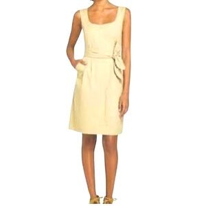 Tory Burch Tan Khaki Cotton Blend Sleeveless Waistband Belt Mid Dress Size 8